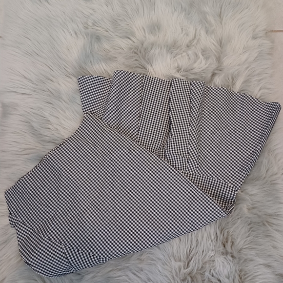 Boutique Black & White Gingham Checkered Ruffle Midi Skirt - Picture 6 of 8